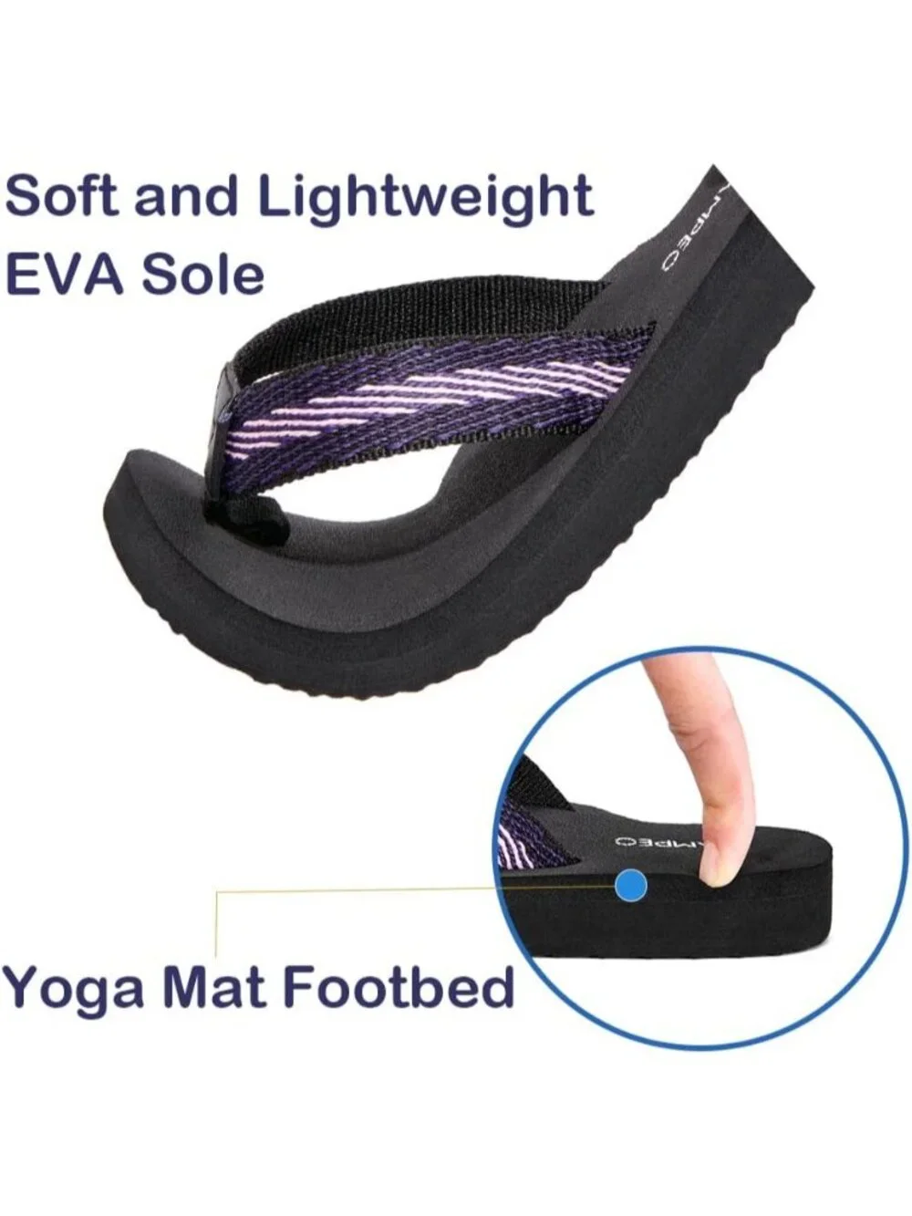 Women's Webbing Purple Comfortable Flip Flops Summer Casual Beach Thong Sandals